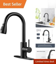 Durable Matte Black Kitchen Sink Faucet with Single Handle and Easy Installation