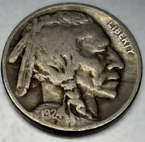 1924 P Buffalo Nickel Very Good 5 Cent US Coin - 0081