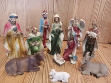 11 pc Nativity  Christmas Manger Scene Figurines Jesus Wiseman Angel Joseph Mary