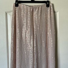 Boohoo NWOT Wide Leg Sparkley Light Pink pants size US 10