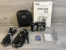 Nikon Coolpix P1 8.0 MP 3.5X Zoom Digital Camera w/Two Batteries Works Tested