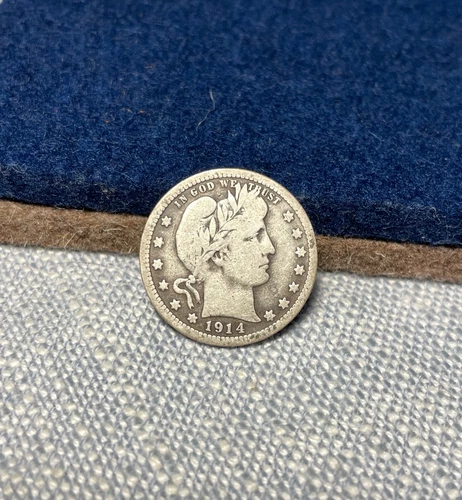 (#101956) Barber Quarter: 1914.  VG+