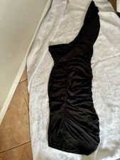 Red Mango Women's Black One Shoulder Ruched Ruffle Bodycon Knee Dress M