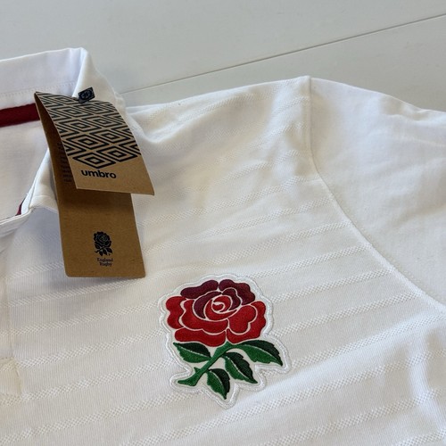 Umbro England Long Sleeve Rugby Jersey White Men’s Size UK XL New - Picture 3 of 7
