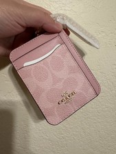 2026 NWT Coach Zip Card Case In Signature Canvas CW883 POWDER PINK