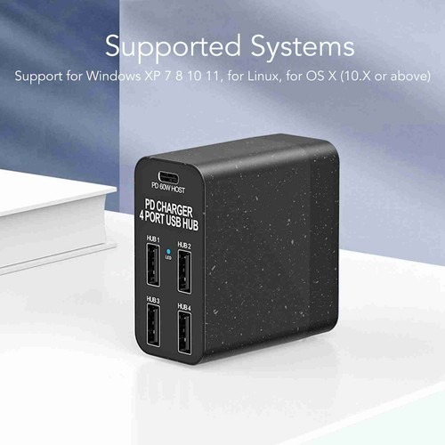 Stacja ładująca typu C PD65W 5 portów Desktop USB Ładowarka Głowica ładująca US Plu FY - Zdjęcie 2 z 24