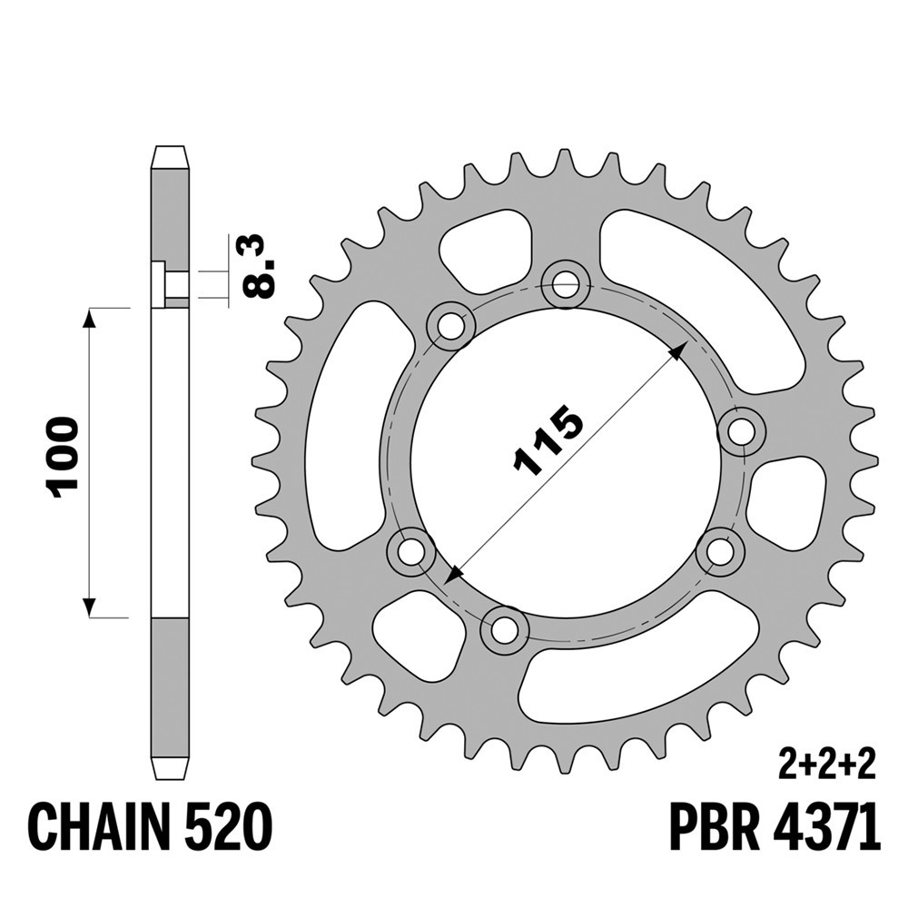 Pignon arrière PBR 39 dents en Ergal pas 520 pour moto Betamotor Alp 250