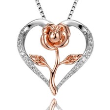 Valentine's Day White Gold Plated Heart Necklace Jewelry Gift Idea New Set