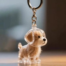 Clear Pet Hair Keychain Dog Fur Keepsake Holder Transparent Memorial Charm