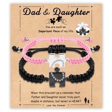 Dad and Daughter Bracelets, 2PCS Birthday Gifts for Dad from Daughter Matchin...