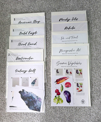 Let's Make Art Watercolor Tutorial Packets by Sarah Cray, Lot of 10