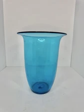 HTF Vintage MCM Blenko Glass 3748M Early Pre Designer Vase In Turquoise 9”