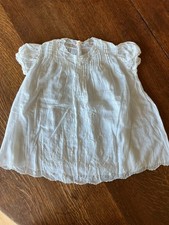 Vintage Hand Embroidered Floral Cutwork Baby Dress Lace SMALL