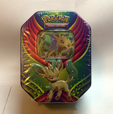 Pok mon TCG Eevee Evolutions Eevee lution Celebration Tin Leafeon GX pok-mon-tcg-eevee-evolutions-eevee-lution-celebration-tin-leafeon-gx