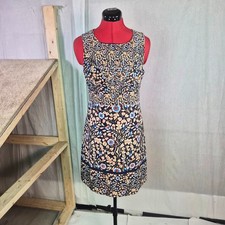 Maeve Anthropologie Floral Shift Dress Navy Blue Luxe Print Size 4 Pockets F846