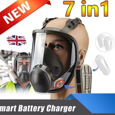 NEW Full Face 7 IN 1 Gas Mask Chemical Vapor Paint Spray Respirator with Filter