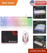 RGB Gaming Keyboard and Backlit Mouse Combo with LED Lights, 104 Keys, USB Wired