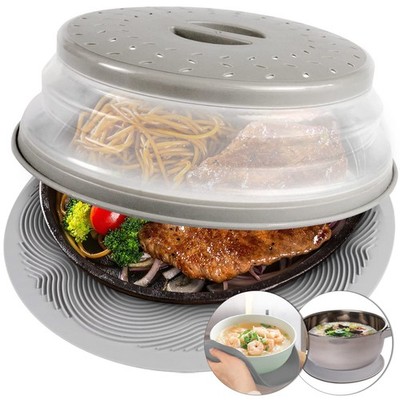 2 in 1, Microwave Splatter Cover for Food & Silicone Microwave Mat, Mat as Bo...