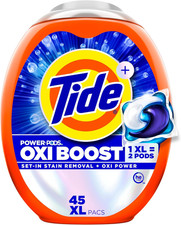 Tide Oxi Boost Power PODS Laundry Detergent Pods, 45 Count, HE Compatible, Stain