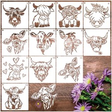 Cow Farmhouse Stencils for Painting Farm Highland Cow Paint Stencils for Pain...