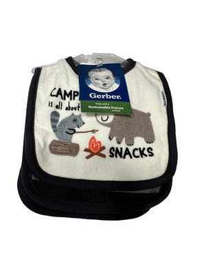 gerber 3 pack camping bibs 0-6 months