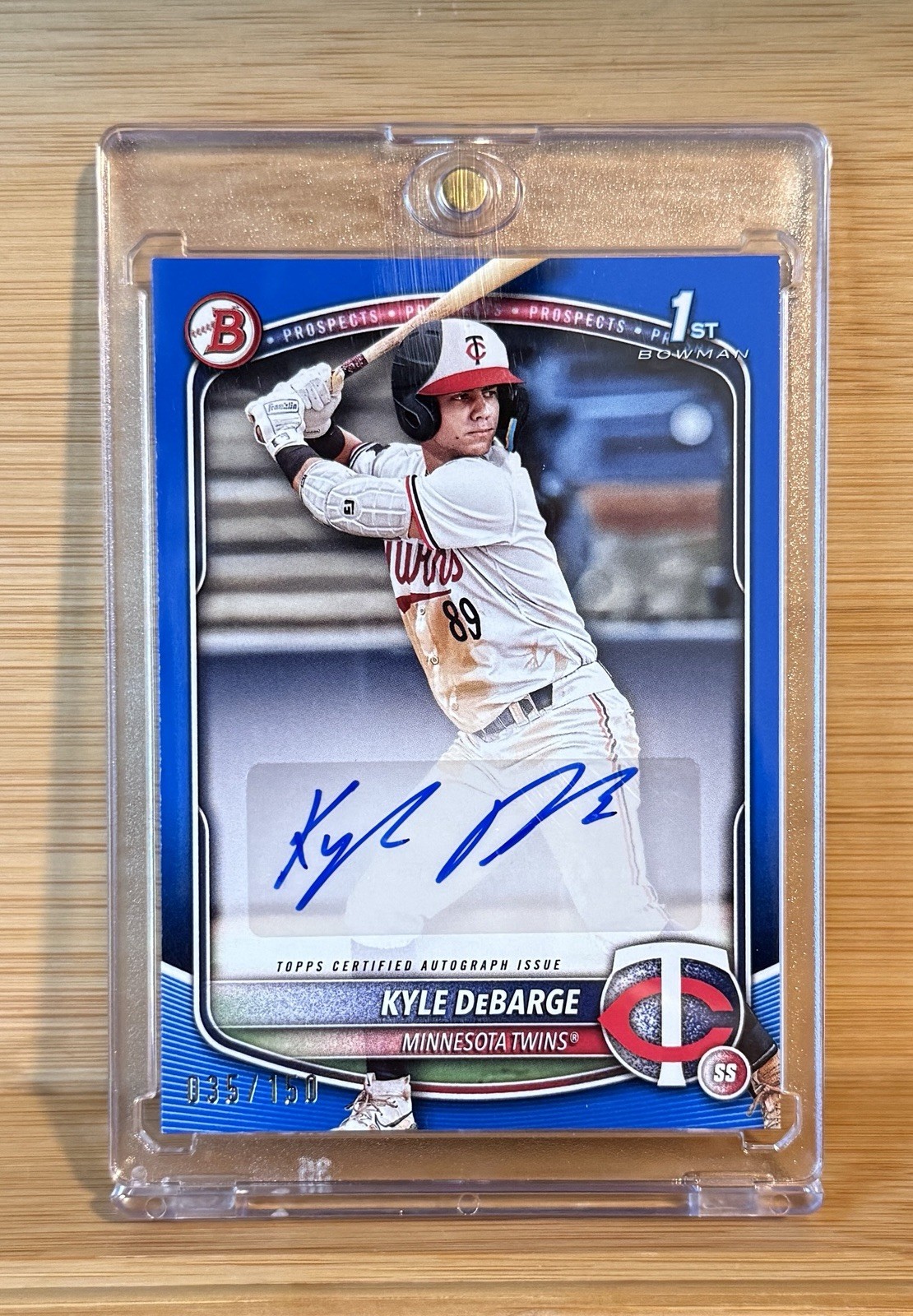 2025 BOWMAN BASEBALL KYLE DEBARGE ROOKIE AUTO 1ST BOWMAN PAPER BLUE TWINS /150