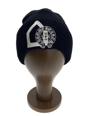 CHROME HEARTS Knit Cap Wool Blk Plain Mens Used