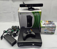 Microsoft Xbox 360 Slim 250GB Black Console - 9 Games Boxed with Kinect