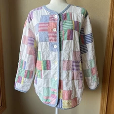 Vintage Susan Bristol Quilted Patchwork Jacket Size L Cottage Grandma Core *Read
