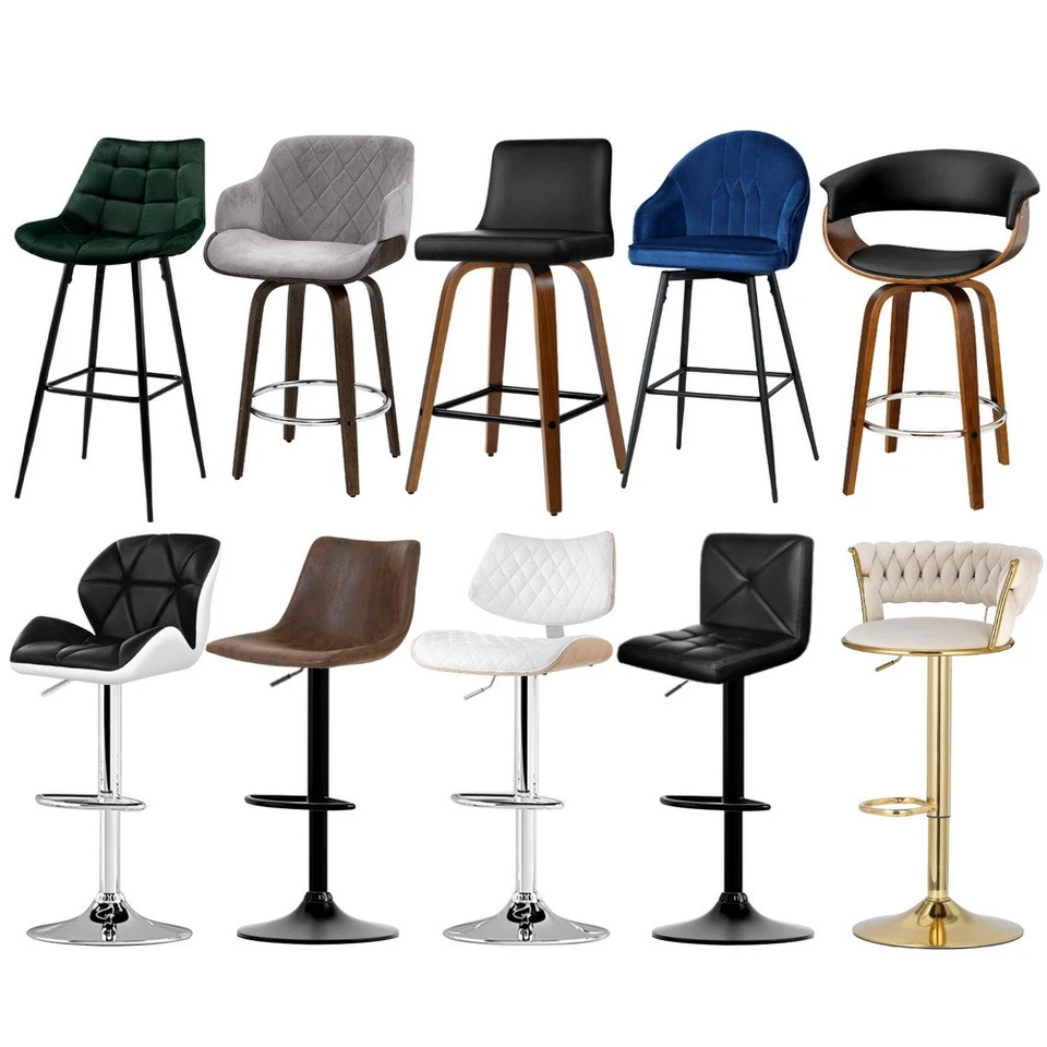 1x / 2x / 4x Artiss Bar Stools Kitchen Chairs Upholstered Wood Leather Fabric - image 2 of 4