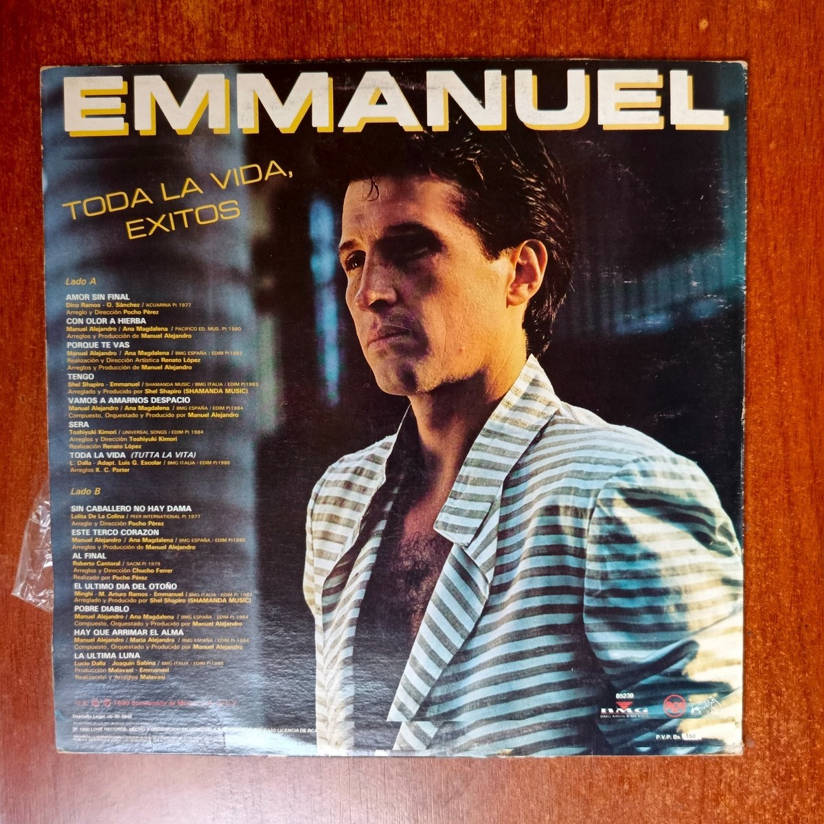 Emmanuel ‎– Toda La Vida Exitos [1990] Vinyl LP Pop Ballad Soft