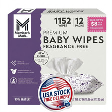 Member's Mark Premium Baby Wipes, Fragrance Free, 12 pk., 1152 Wipes
