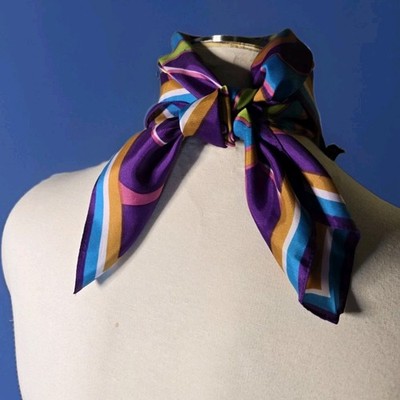 Vera Neumann Vintage Psychedelic Floral Swirl Scarf 26 Inch Acetate Purple (READ
