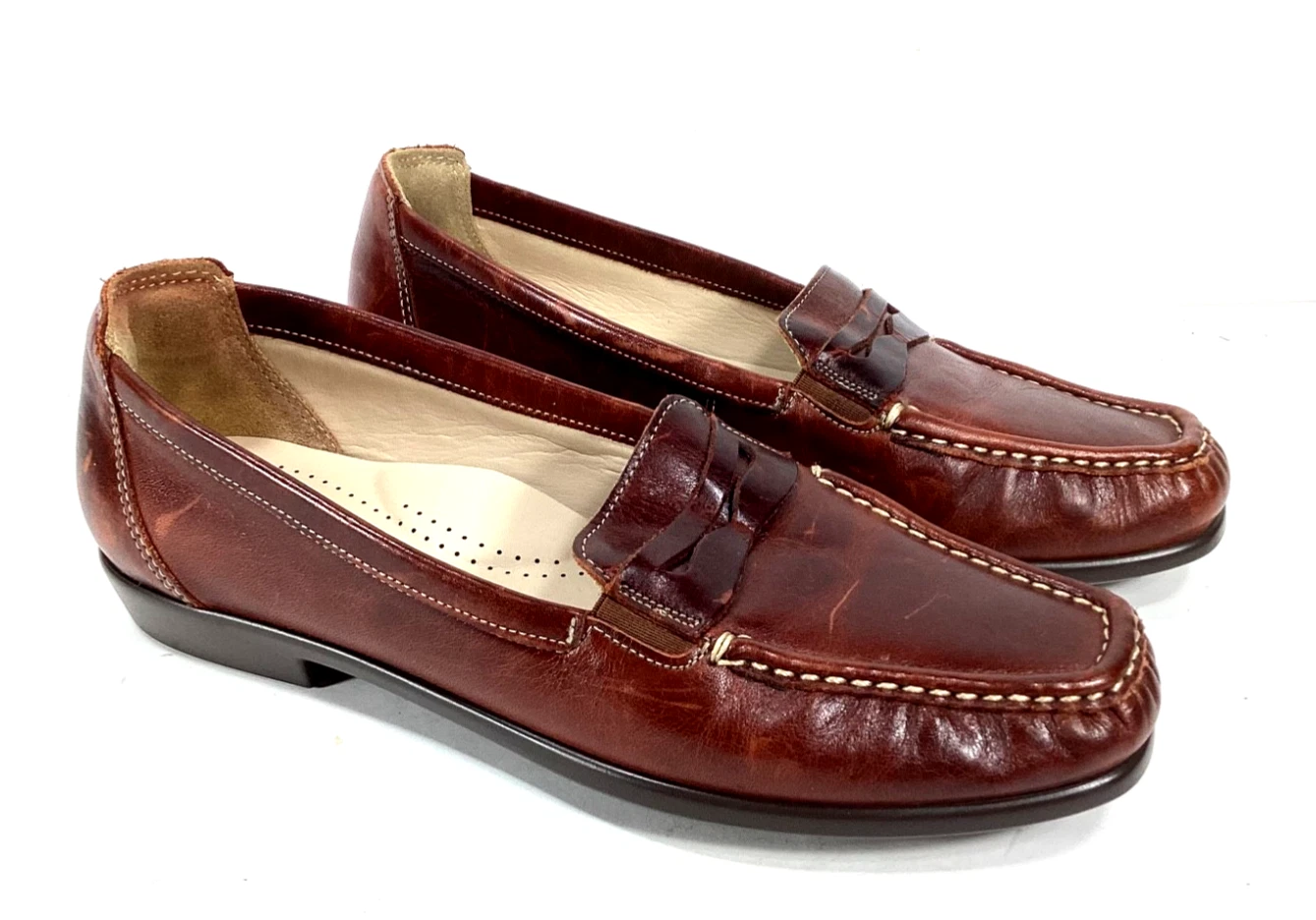 SAS Womens Simplify Penny Loafer Size 7.5 M Brown Leather Slip On Shoe Comfy