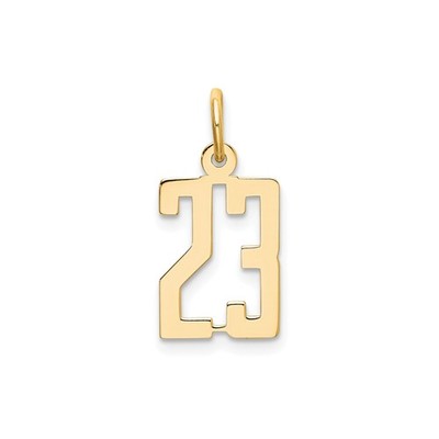 14k Gelbgold Zahl 23 Anhänger sportliche Schrift Sport Symbol Meilenstein Charm