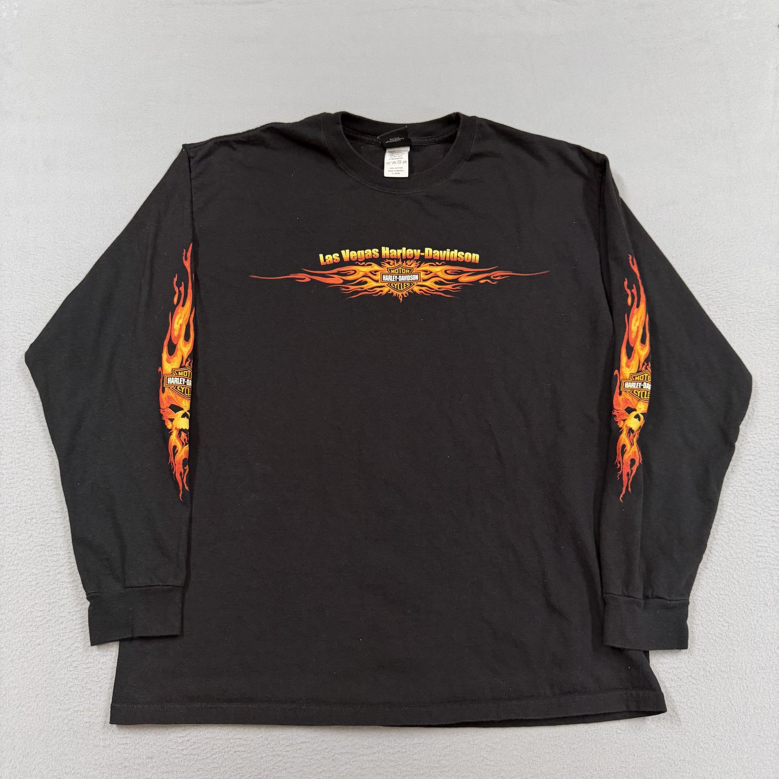 Harley-Davidson Shirt Mens XL Black Long Sleeve Las Vegas Flames Graphic Tee