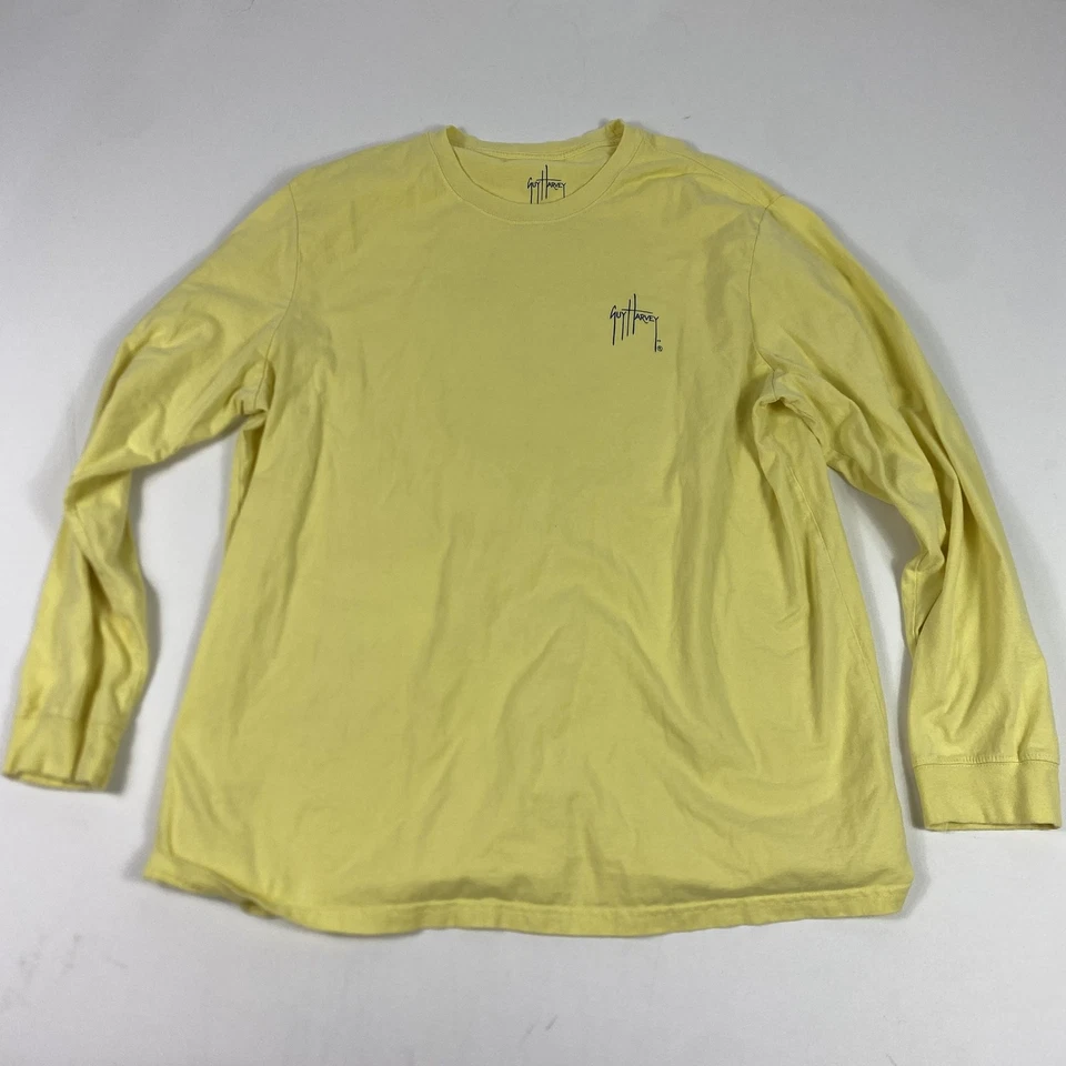 Guy Harvey Shirt Mens 2XL Yellow Long Sleeve Mahi Mahi Dorado Fishing Graphic - Image 4 of 4