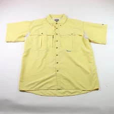 Drake Vented Fishing Shirt Mens XL Yellow Vented Short Sleeve Pockets Outdoors