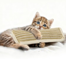 3.7" x 15.7" Cat Scratcher Post Interactive Cat Playing, Yellow White