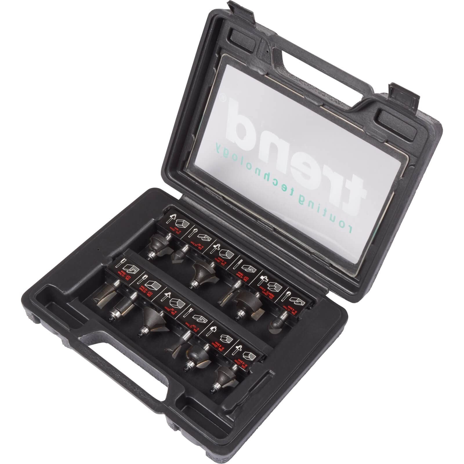 Trend 12 Piece Router Bit Starter Set, 8mm Shank, Tungsten Carbide Tipped,