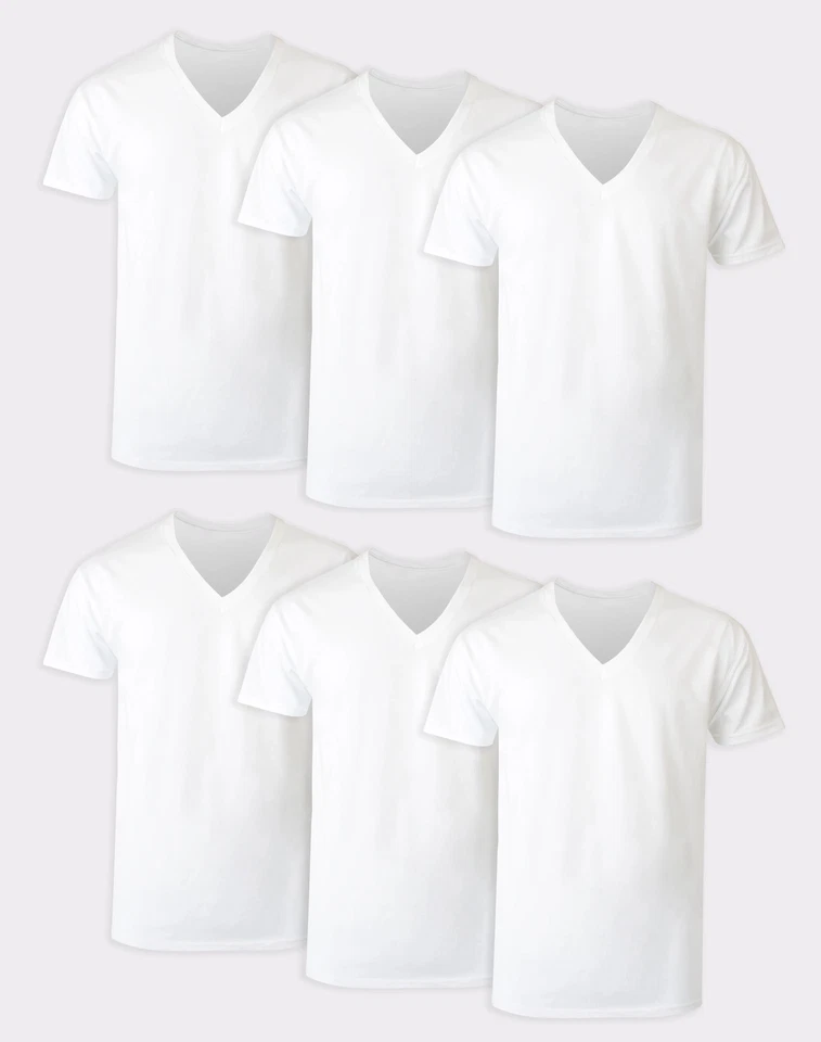 Hanes Men's Undershirt 6-Pack T-Shirt Short Sleeve FreshIQ ComfortSoft V-Neck