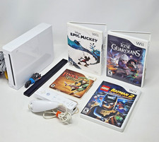 Nintendo White Wii Console Bundle w/ Remote Controller 4 Games - TESTED