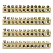 4PCS 12 Positions Electrical Wire Screw Terminal Ground Bar Brass Neutral Cop...