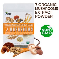 7 Mushrooms Extract Powder Supplement Organic 4 oz 113g Chaga Reishi  More