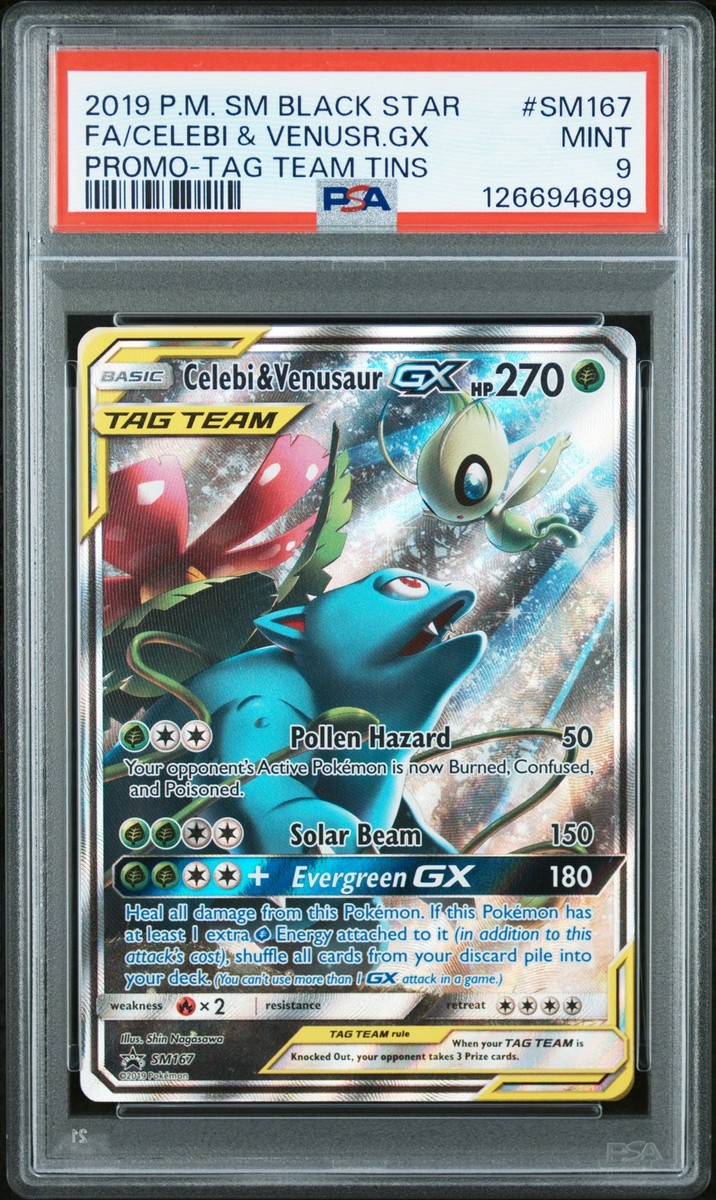 PSA 9 Celebi & Venusaur Gx #SM167 2019 Pokemon Sm Black Star Promo