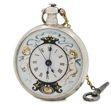 Vintage Chinese Duplex Hand Engraved 55mm 800 Silver Case Pocket Watch #WB5000