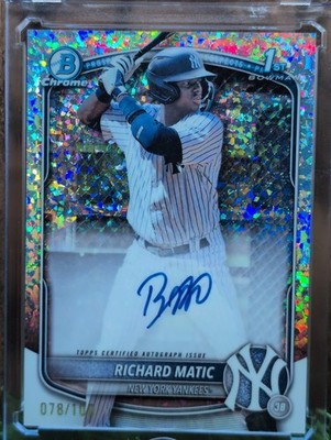 2025 Bowman Chrome Richard Matic Auto Mini Diamond Refractor /100 RC Yankees