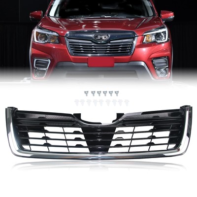 Front Grill for 2019 2020 2021 Subaru Forester Gloss Black with Chrome Moulding