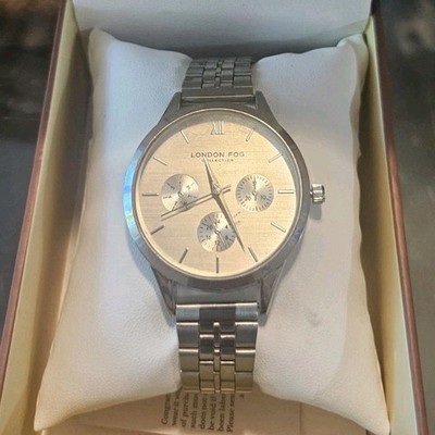 London Fog Westminster Chronograph Silver Bracelet Quartz Men's Watch Box