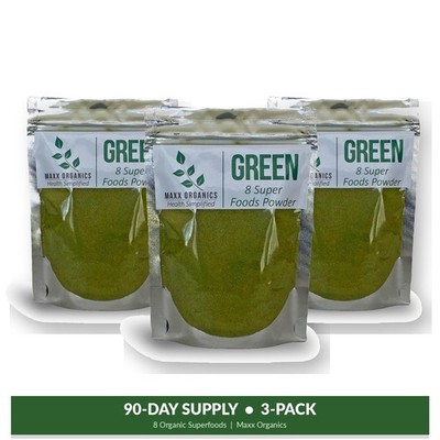 Maxx Organics 8 Organic Superfoods Powder 90 Day 3-Pack vs Organifi Super Greens